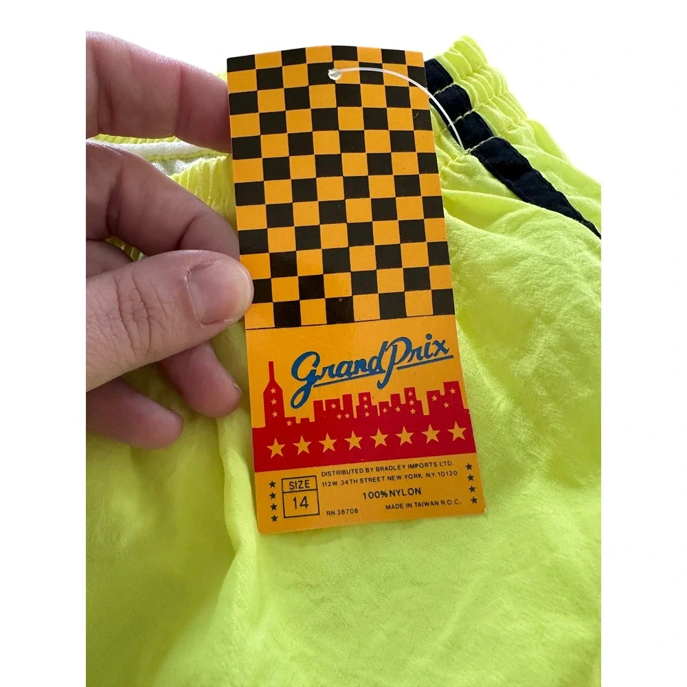 Vintage NWT Grand Prix Neon Surf Shorts‎ Youth Boy 14 Nylon Swim Trunks Beach